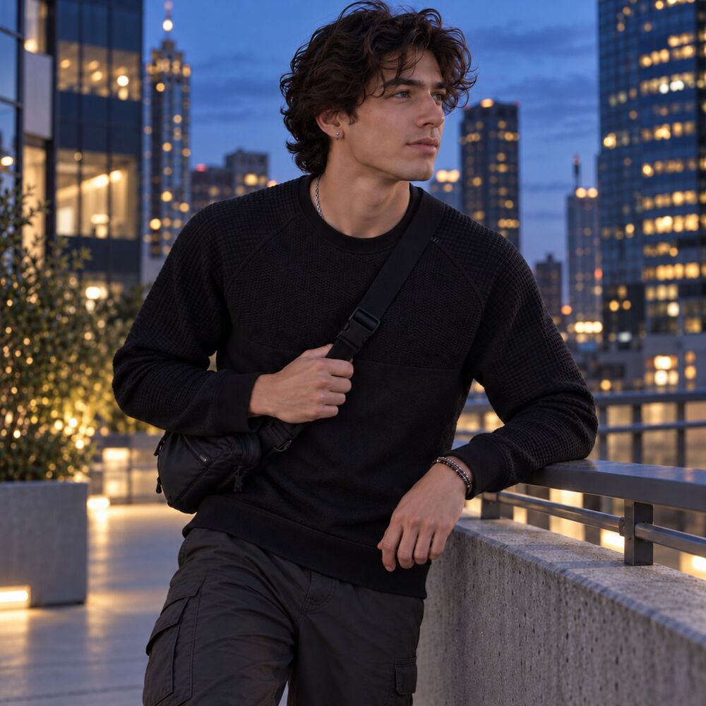 lululemon Engineered Warmth Merino Wool Blend Crewneck Menβs M Black